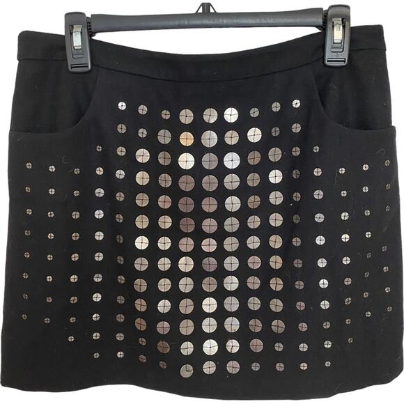 Vivienne Tam Mini Skirt Womens Justine Black Sequins Embellished Wool 8 - Picture 1 of 5